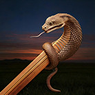 A snake on a pencil

Description automatically generated