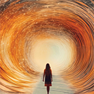A person walking in a tunnel

Description automatically generated